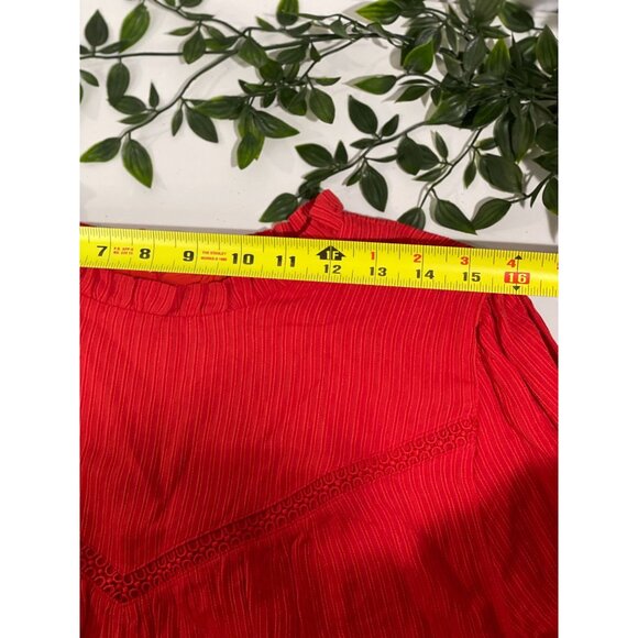 LOFT Womens Red Blouse XL 59% Viscose & Cotton With Button Detail - Picture 11 of 14